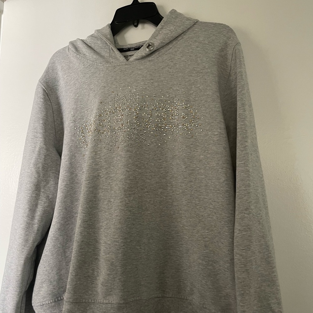 Karl Lagerfeld Light Gray Hooded  sweatshirt in xl fits smaller.